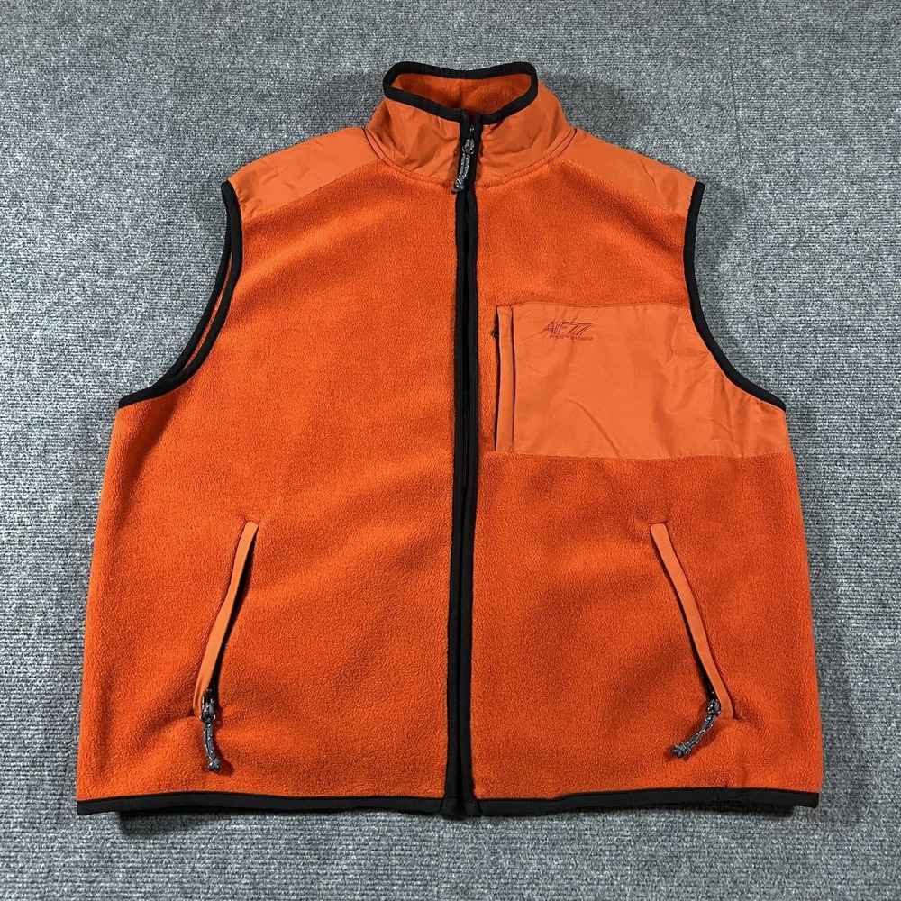 Vintage Y2K American Eagle Vest Mens XL AE77 Performance Fleece Full Zip Orange